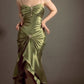 Grünes, figurbetontes, langes Ballkleid mit Spaghettiträgern, NV1965