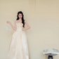 Champagne Strapless Bow Satin Ball Gown Prom Dress  NV7434