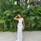 White solid color stylish chic off-the-shoulder long prom dress evening gown party dress nv2493