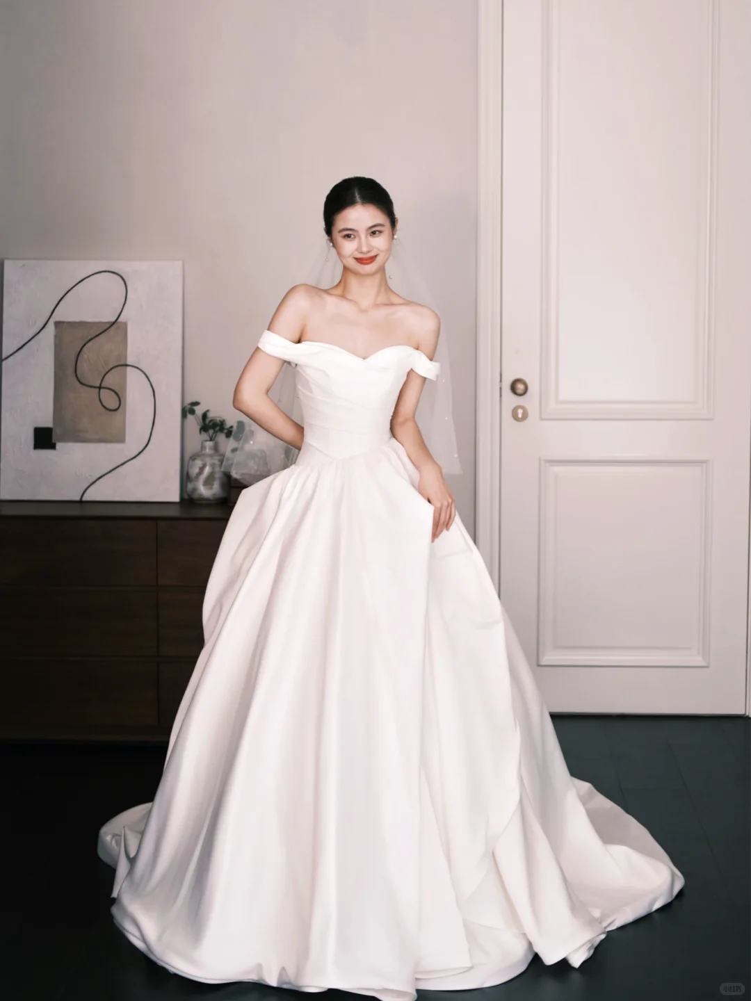 Off Shoulder Sweetheart Satin Wedding Ball Gown  NV7321
