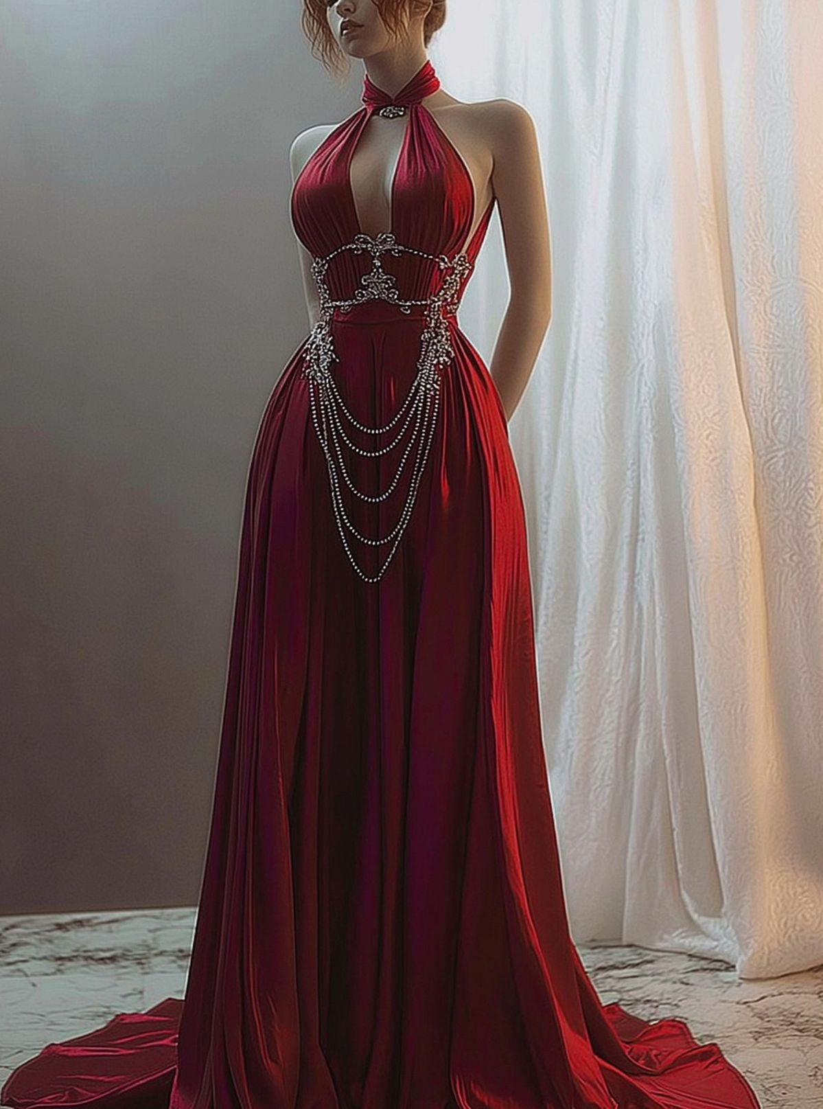 Red sexy long dress NV6680
