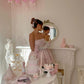 Robe de soirée courte en dentelle rose sans bretelles, robe de fête d'anniversaire nv2861
