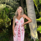 Pink Fashion V Neck Satin Long Lace Elegant Ball Gown Evening Dress Party Dress nv3297