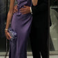 Purple simple elegant fashion slim fit long satin ball gown evening dress party dress nv2363