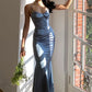 Gurte Blue Mermaid Long Prom Kleider nv1617