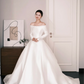 Off The Shoulder Long Sleeve Satin Ballgown Wedding Dress Bridal Gown  NV7199