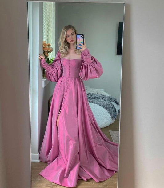 Pink/blue Dazzling Retro Elegant Long Sleeve Lantern Sleeve Maxi Dress Long Evening Dress Evening Dress Party Dress nv2720