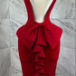 Robe de soirée longue élégante à col en V et bretelles larges rouge nv3160