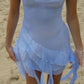 Robe de soirée courte en tulle bleu simple, robe de soirée de vacances en bord de mer, robe de retour à la maison nv2804