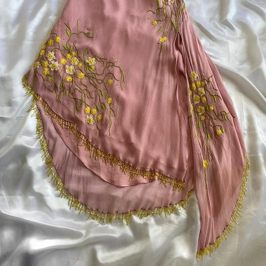 NiceVestidos--Light Pink Exquisite Floral Long Chiffon Prom Dress Fairy Dress Nv5581