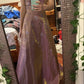 Robe de soirée longue en satin, coupe trapèze, motif floral, rose, violet, brillant, à la mode, exquise, nv3736