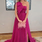 Pink Purple Tulle Bowknot Long Tulle Fashion Elegant Ball Gown Evening Dress Wedding Guest Party Dress nv3069