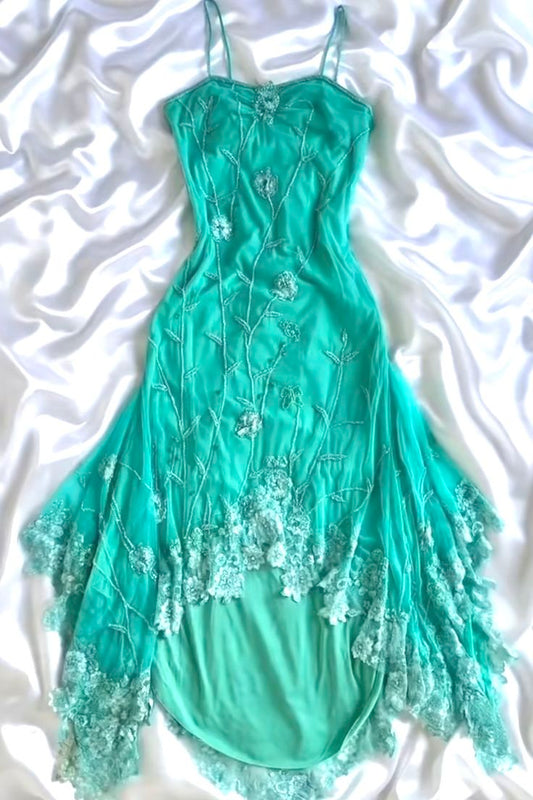 Robe de soirée bleue à fleurs, perles délicates, élégante, longue, en mousseline de soie, en dentelle, robe de bal, robe de soirée, nv4609