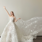 White 3D Floral Strapless Ball Gown Wedding Dress Cathedral Train  NV7134