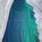 Green shiny gradient elegant tulle ruffle long ball gown evening dress nv3316