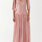 Robe de soirée longue en satin rose, élégante, col carré, bretelles spaghetti, robe de bal, robe de soirée ...