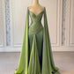 Blaues, modisches, elegantes, langes Satinkleid mit Rüschen und Strass-Trägern, Ballkleid, Abendkleid, Partykleid, NV5119