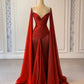 Blaues, modisches, elegantes, langes Satinkleid mit Rüschen und Strass-Trägern, Ballkleid, Abendkleid, Partykleid, NV5119
