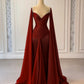 Blaues, modisches, elegantes, langes Satinkleid mit Rüschen und Strass-Trägern, Ballkleid, Abendkleid, Partykleid, NV5119