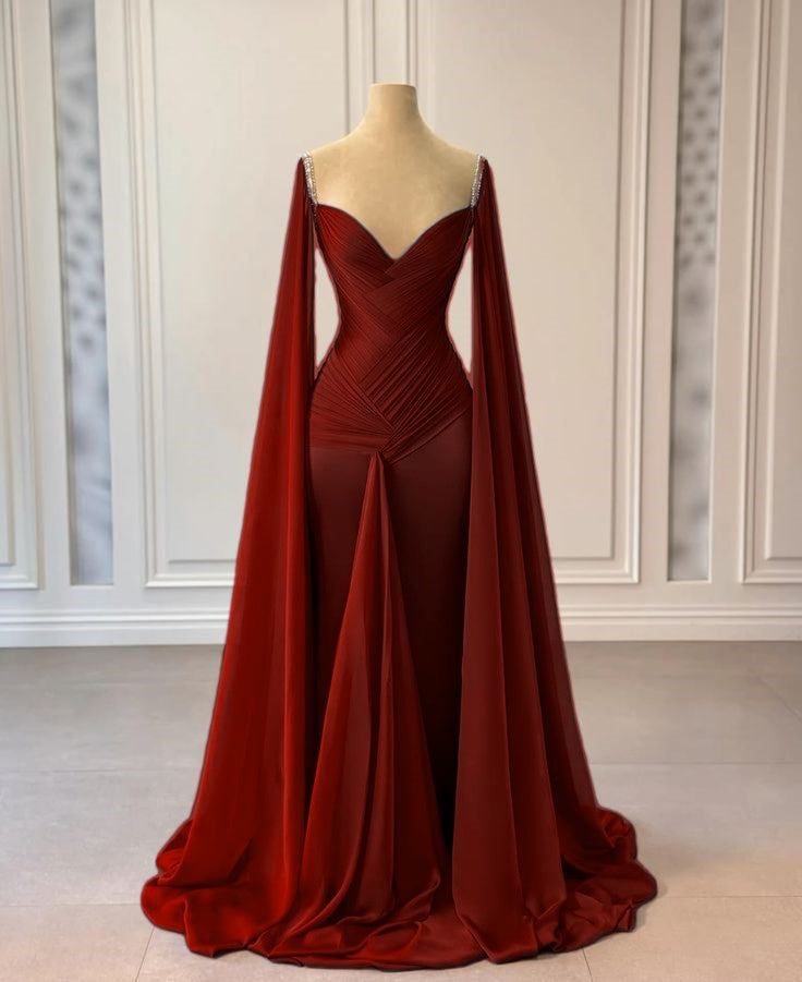 Blaues, modisches, elegantes, langes Satinkleid mit Rüschen und Strass-Trägern, Ballkleid, Abendkleid, Partykleid, NV5119