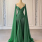 Blaues, modisches, elegantes, langes Satinkleid mit Rüschen und Strass-Trägern, Ballkleid, Abendkleid, Partykleid, NV5119