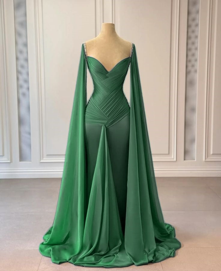 Blaues, modisches, elegantes, langes Satinkleid mit Rüschen und Strass-Trägern, Ballkleid, Abendkleid, Partykleid, NV5119