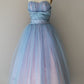 Robe de soirée d'anniversaire à la mode rétro bleu poudre douce et mignonne avec haut tube nv3050