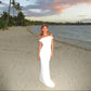 Weißes schlichtes elegantes schulterfreies langes Kleid Ballkleid Urlaubskleid Partykleid nv1829