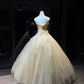 Champagne 3D Butterfly Rhinestone Tulle Princess Ball Gown  NV7091