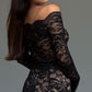 Black lace sexy elegant off-shoulder one-shoulder maxi dress with long sleeves prom dress evening dress party dress nv2673