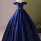 Blue strapless elegant simple A-line long satin ball gown evening dress nv3248