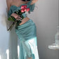 Blue romantic elegant two piece suit long evening dress ball gown nv2639