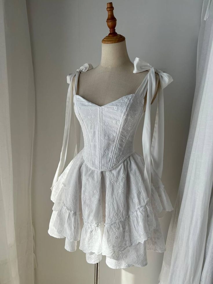 Weißes süßes, modisches, kurzes Chiffon-Heimkehrkleid, Geburtstagspartykleid, NV4885
