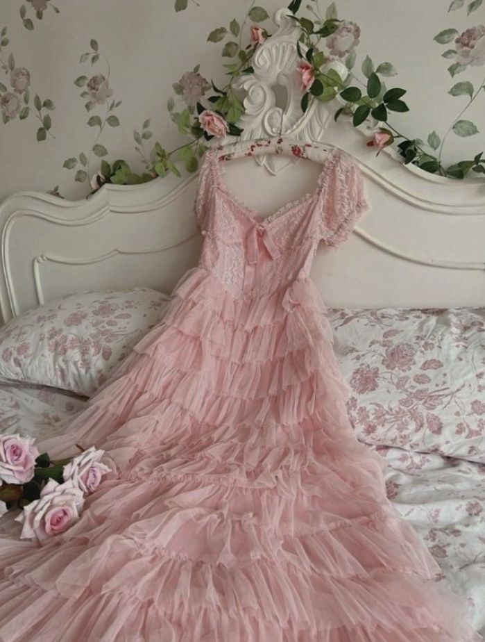 Pink sweet and elegant A-line multi-layered ruffled long tulle princess dress prom dress graduation dress nv3283