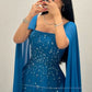 Blue gorgeous exquisite rhinestone square neck long tulle ball gown evening dress nv3270