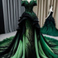 Green gorgeous exquisite lace applique long elegant floor-length ball gown evening dress nv3345