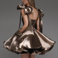 Braunes, modisches, schickes, kurzes Mini-Ballkleid, Homecoming-Kleid, Geburtstagsparty-Kleid, nv2550
