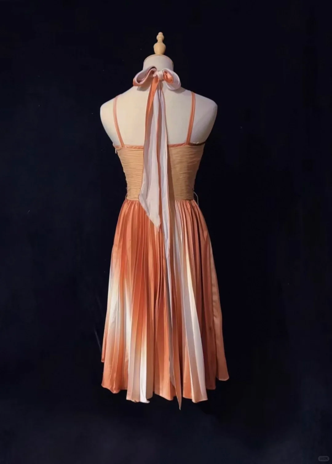 Spaghetti Strap Ombre Brown Midi Prom Dress Sheer V Neck Rhinestone Beading Pleated Skirt Flowing Ribbon Formal Gown  NV6899