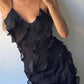 Robe de soirée longue noire à bretelles spaghetti et volants style sirène, robe d'invité de mariage, robe de bal, robe de soirée nv1952