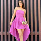 Barbie rosa Tube-Top mit Rüschen, unregelmäßigem Saum, kurzes Mini-Ballkleid, Abendkleid, Partykleid, Homecoming-Kleid, Geburtstagskleid, NV2311