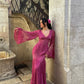 Robe de soirée longue en mousseline de soie, élégante, style rétro, col en V, dentelle exquise, volants, manches longues, longueur au sol, robe de bal, robe de soirée, robe de demoiselle d'honneur, nv3823