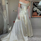 Robe de mariée longue en satin à épaules dénudées et coupe trapèze, élégante, couleur champagne, robe de bal, robe de soirée, nv2812