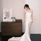 Strapless Satin Mermaid Bridal Gown, Ruched Bodice Minimalist Wedding Dress  NV7257