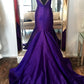 Purple Elegant Fashion V-neck Exquisite Sequins Long Satin Floor-length Train Ball Gown Evening Gown Party Dress nv3633