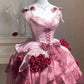 Rosa Blumen Kurzes Satin Homecoming Kleid Ballkleid Geburtstagskleid nv4823