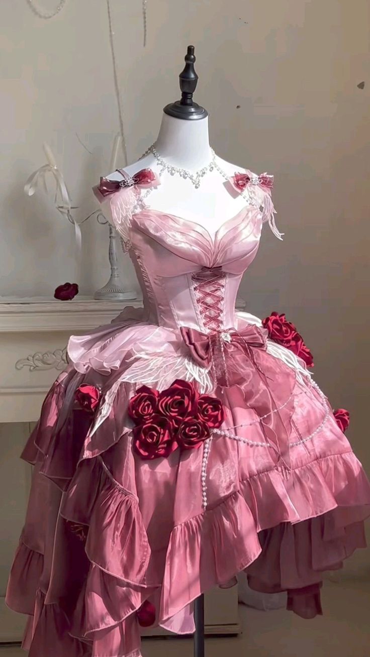 Rosa Blumen Kurzes Satin Homecoming Kleid Ballkleid Geburtstagskleid nv4823