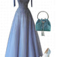 Robe de soirée en tulle violet, luxueuse, brillante, élégante, à la mode, exquise, longueur au sol, strass, robe de bal, robe de remise de diplôme, robe de soirée nv3940