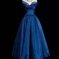 Königsblaues Pailletten-Ballkleid mit Carmen-Ausschnitt: Sternenhimmel-Verzierung, tailliertes Design, elegantes Maxikleid NV6428
