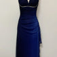 Blaues stilvolles, elegantes Chiffon-Ballkleid mit Farbverlauf und langen Trägern, Abendkleid, Partykleid nv3694