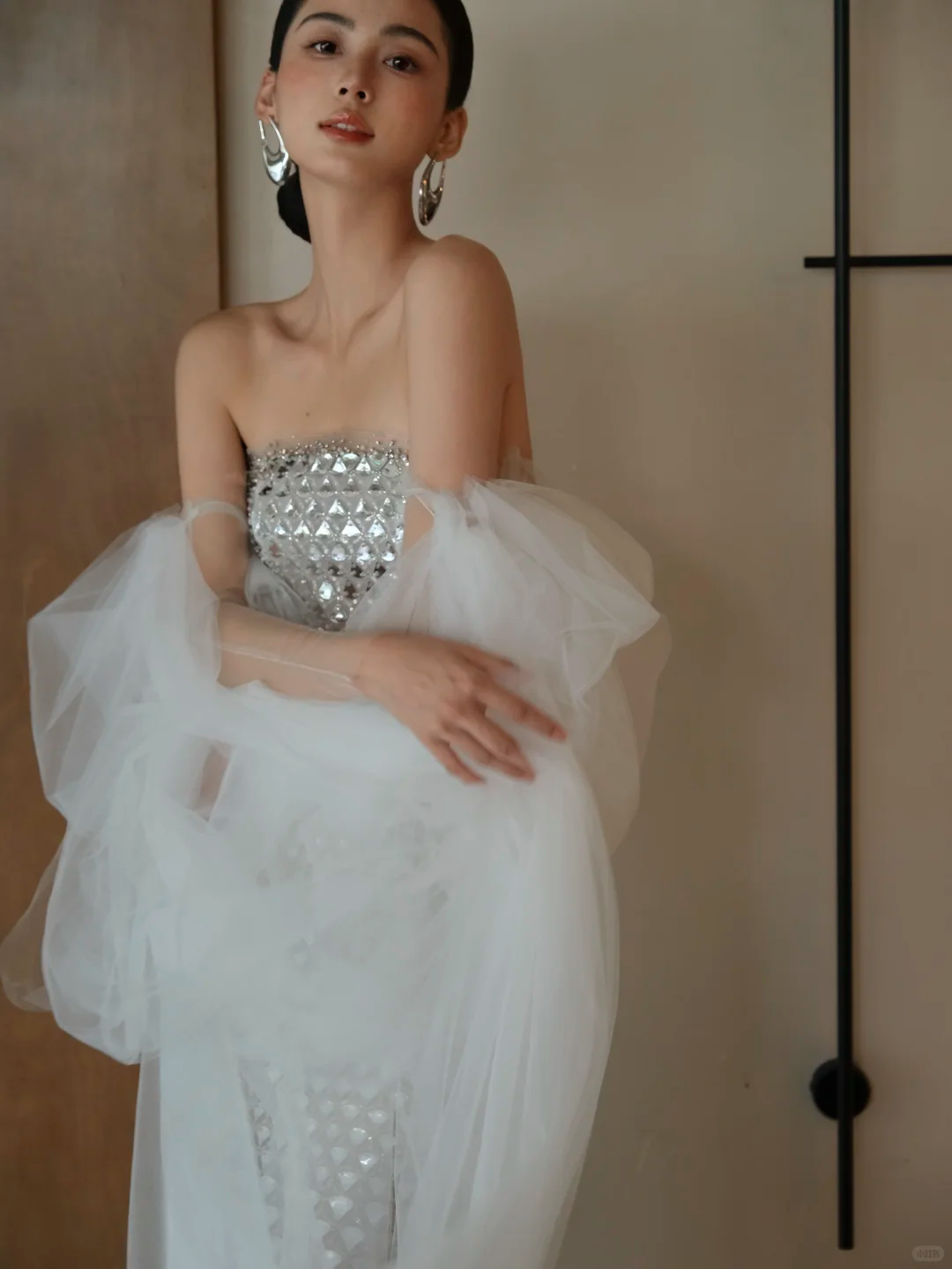 Silver Strapless Rhinestone Beaded Mermaid Evening Gown  NV7195